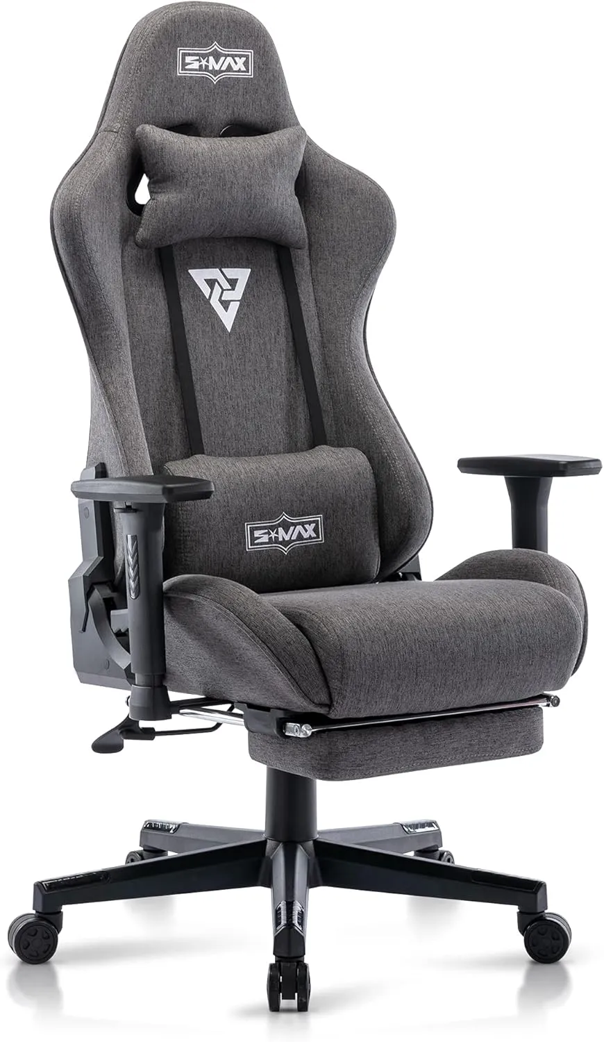 S*MAX Fabric Gaming Chair with Footrest Thicken Seat Ergonomic Gaming Chair